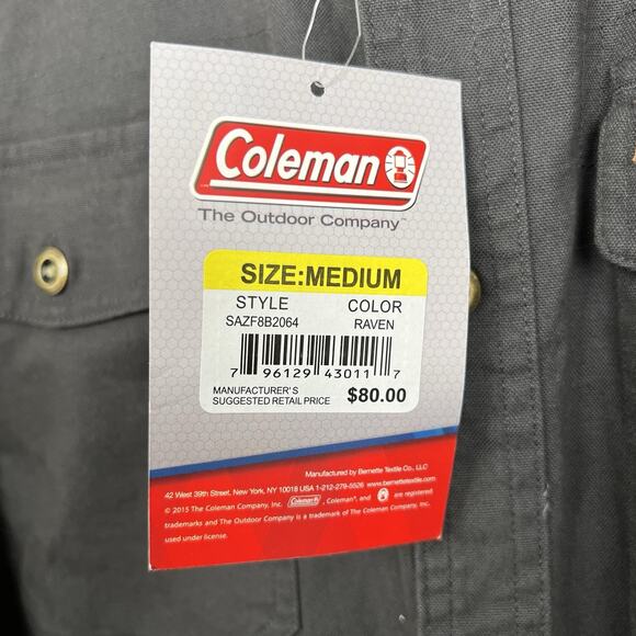 Men’s Coleman Size Medium Shirt Stretch Comfort Work Color Raven Charcoal Gray - Picture 2 of 10